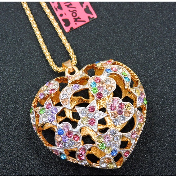 Betsey Johnson Jewelry - Betsey Johnson crystal hollow heart necklace